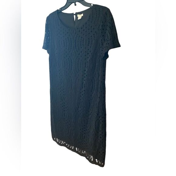 J. Crew Sz 6 Black Crochet Lace Classic Little Black Date Night Evening Dress - Picture 3 of 7